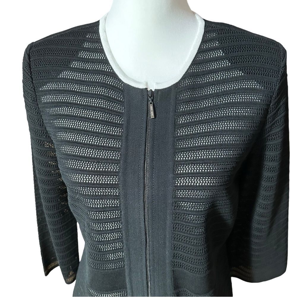 Ming Wang Toula Women’s Open Knit Black Jacket Sz Small